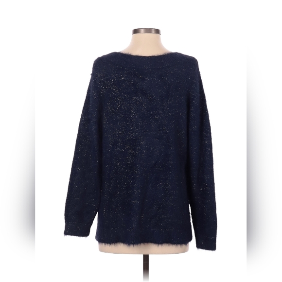 Laurie Felt Los Angeles - Navy Blue Sparkle Sweater - Large - Picture 2 of 6